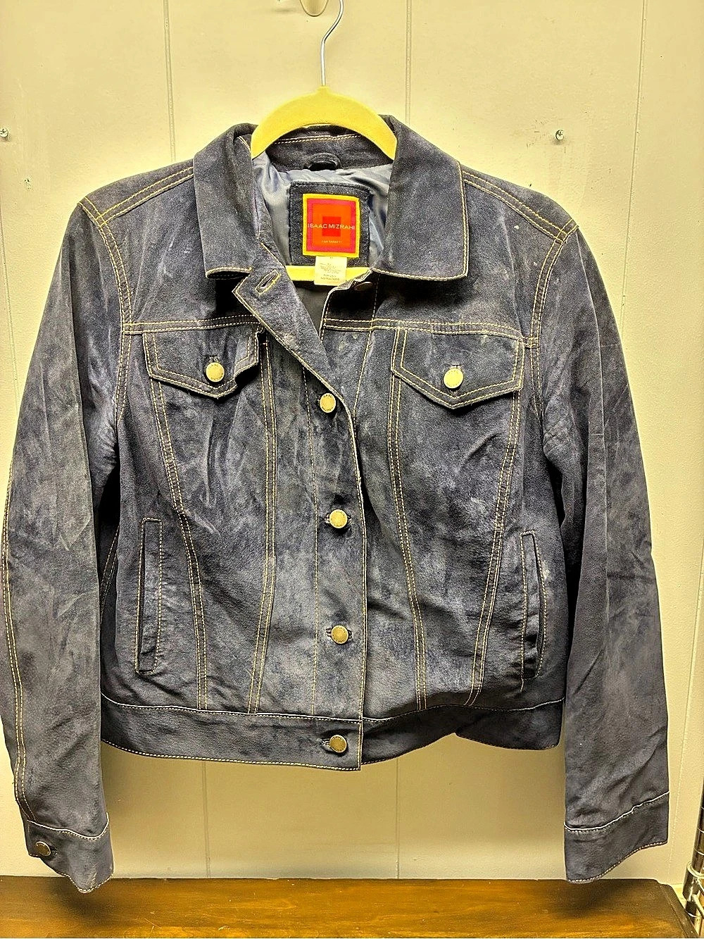 Isaac Mizrahi for Target Leather Jean Jacket Blue Medium